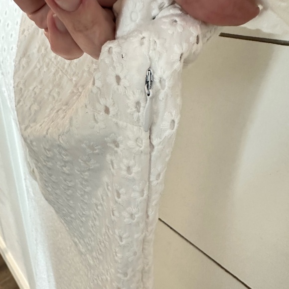 GAL MEETS GLAM 4 Judith white eyelet 100% cotton cottagecore side zip midi dress - Picture 13 of 16